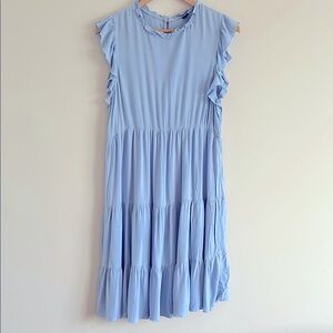 SHEIN Soft Blue Ruffle Tiered Dress XL